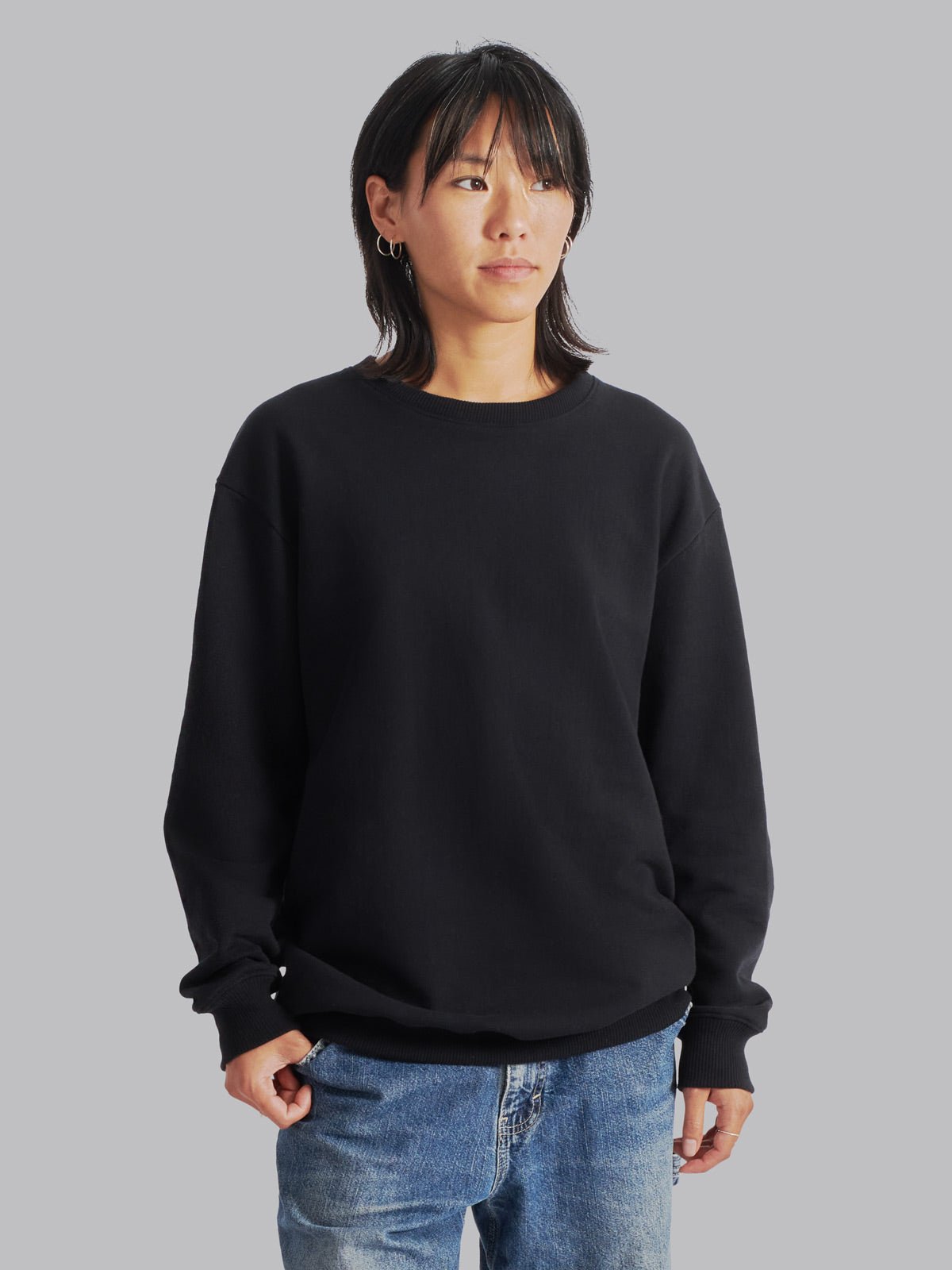 100% Recycled Cotton ♻️ Unisex Crew Sweatshirt EV3001 - Everywhere Apparel - EVR3001-C-BLK-XS black