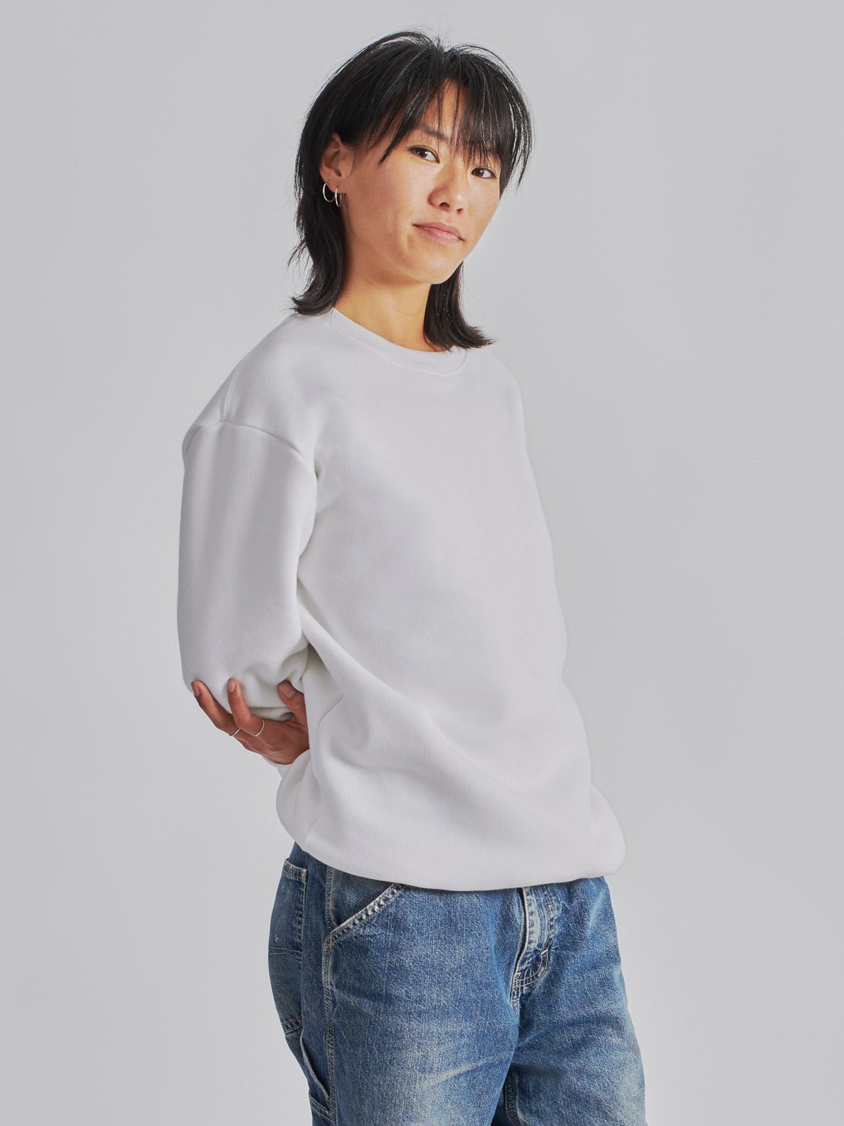 100% Recycled Cotton ♻️ Unisex Crew Sweatshirt EV3001 - Everywhere Apparel - EVR3001-C-WHT-S white