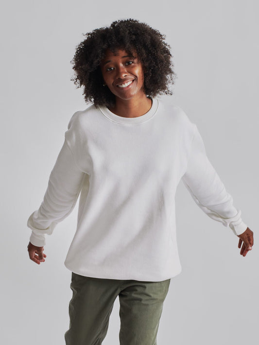100% Recycled Cotton ♻️ Unisex Crew Sweatshirt EV3001 - Everywhere Apparel - EVR3001-C-WHT-XS white